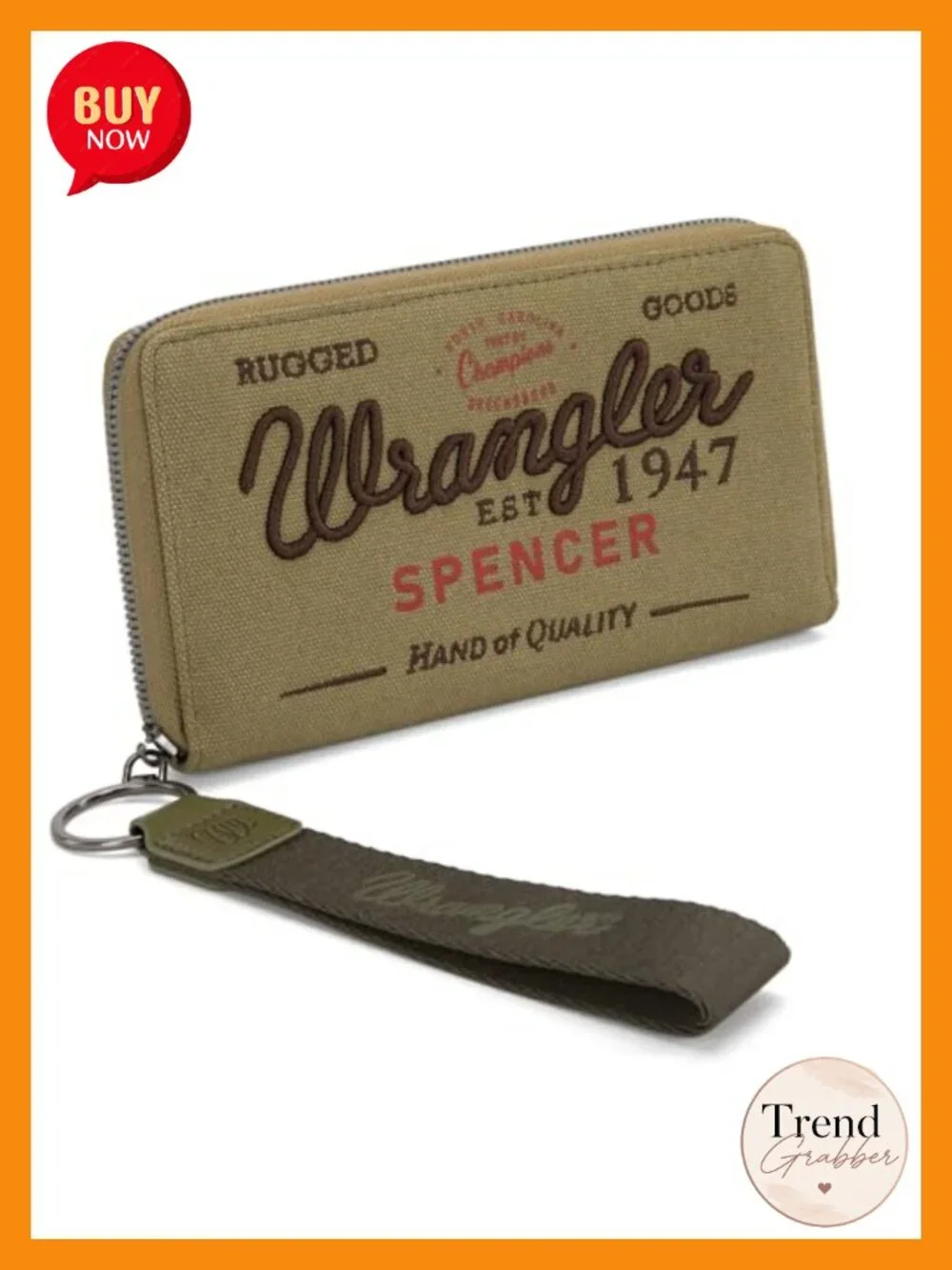 Canvas Faux Leather Wristlet Wallet with Multiple Card Slots and Money Clip